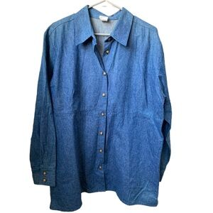 MANOR HOUSE Women’s Cotton Chambray Button-down Shirt Tunic